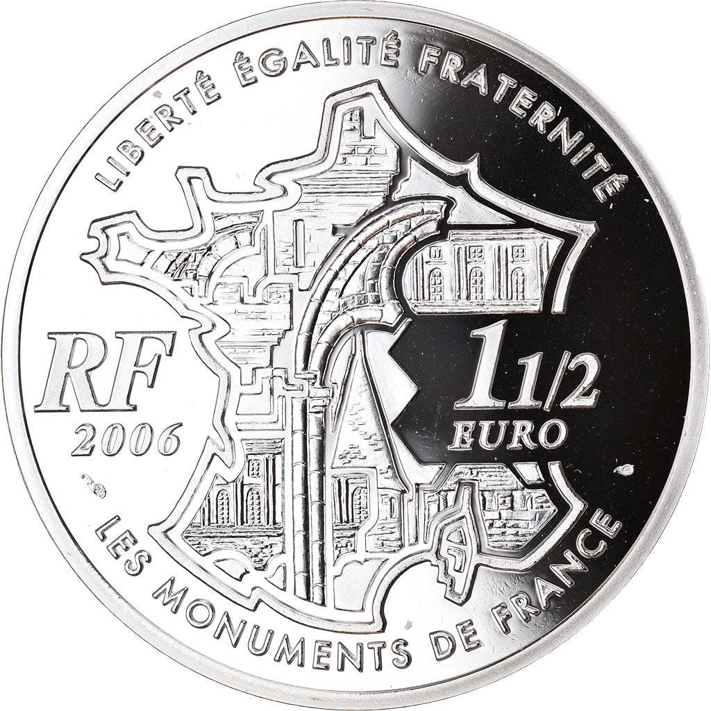 France, 1-1/2 Euro, Dôme des Invalides, 2006, BE, MS(65-70), Silver