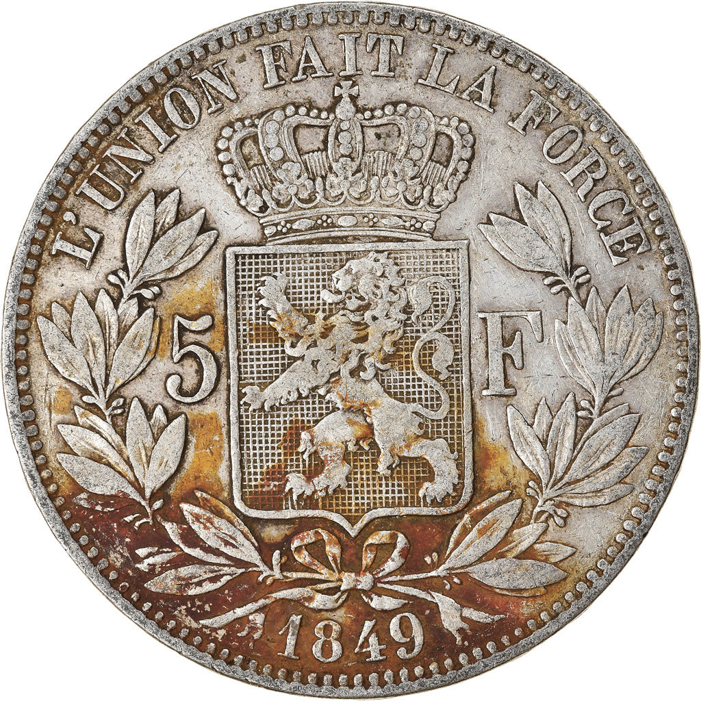 Münze, Belgien, Leopold I, 5 Francs, 5 Frank, 1849, S, Silber, KM:17