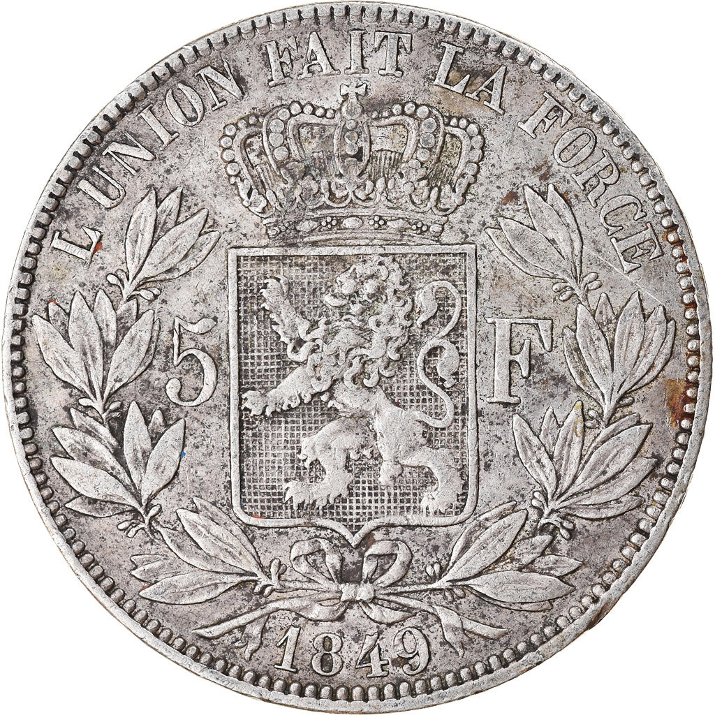 Coin, Belgium, Leopold I, 5 Francs, 5 Frank, 1849, EF(40-45), Silver, KM:17