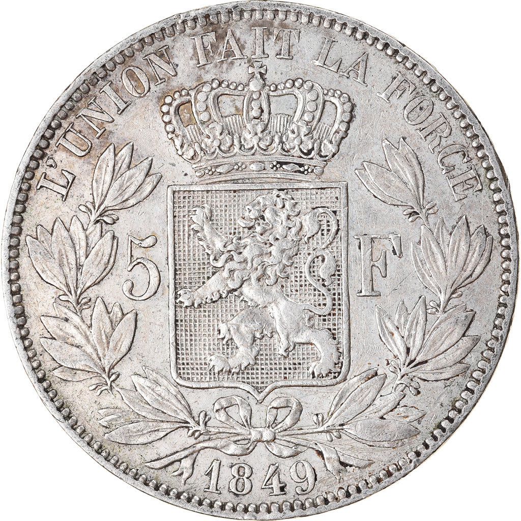 Coin, Belgium, Leopold I, 5 Francs, 5 Frank, 1849, EF(40-45), Silver, KM:17