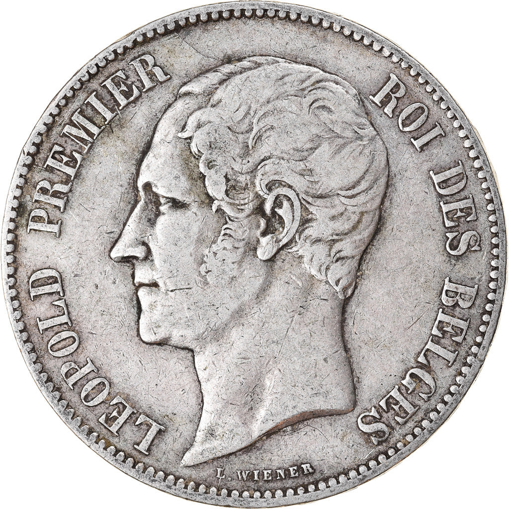 Münze, Belgien, Leopold I, 5 Francs, 5 Frank, 1852, S+, Silber, KM:17