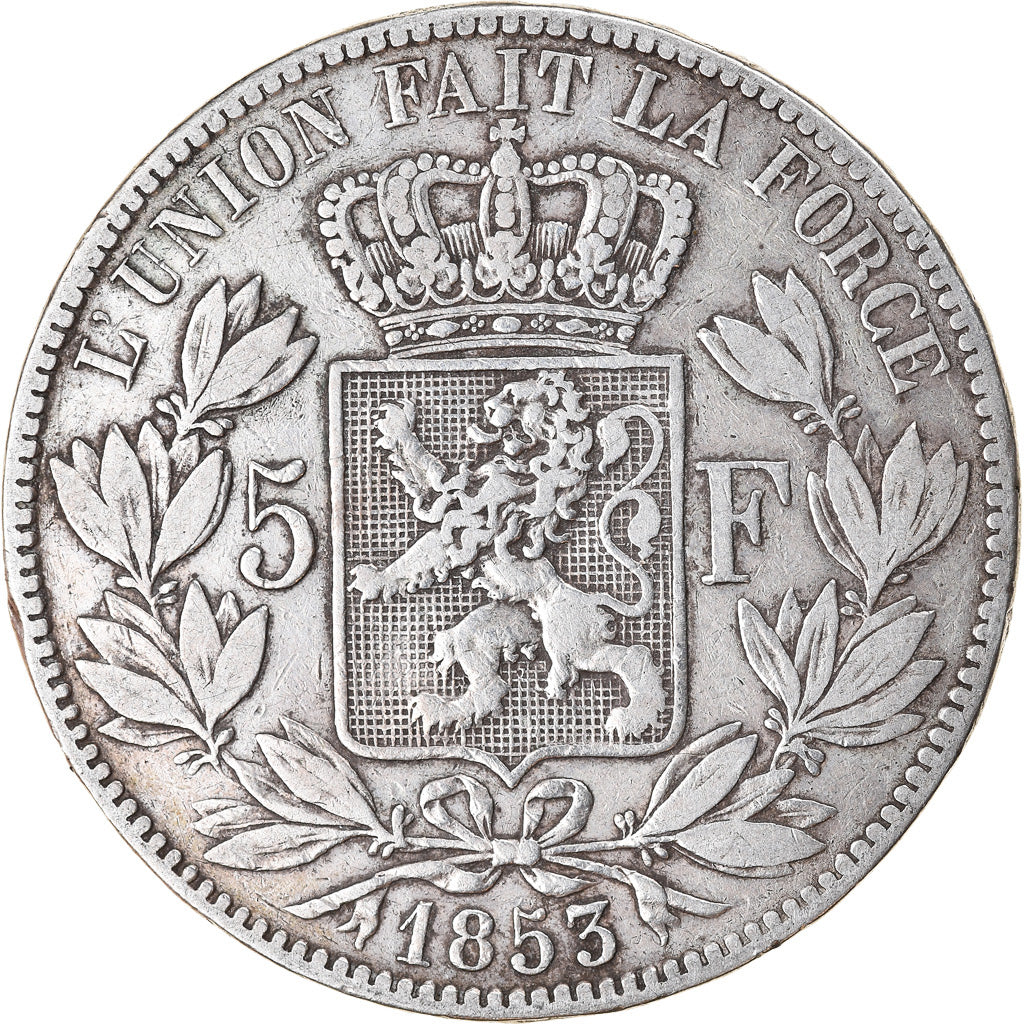 Coin, Belgium, Leopold I, 5 Francs, 5 Frank, 1853, VF(30-35), Silver, KM:17