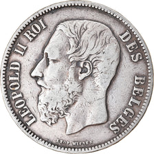 Moneta, Belgio, Leopold II, 5 Francs, 5 Frank, 1869, MB, Argento, KM:24