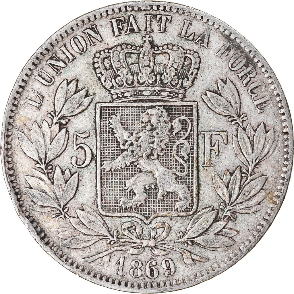 Coin, Belgium, Leopold II, 5 Francs, 5 Frank, 1869, VF(30-35), Silver, KM:24