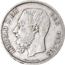 Moneta, Belgio, Leopold II, 5 Francs, 5 Frank, 1871, MB+, Argento, KM:24
