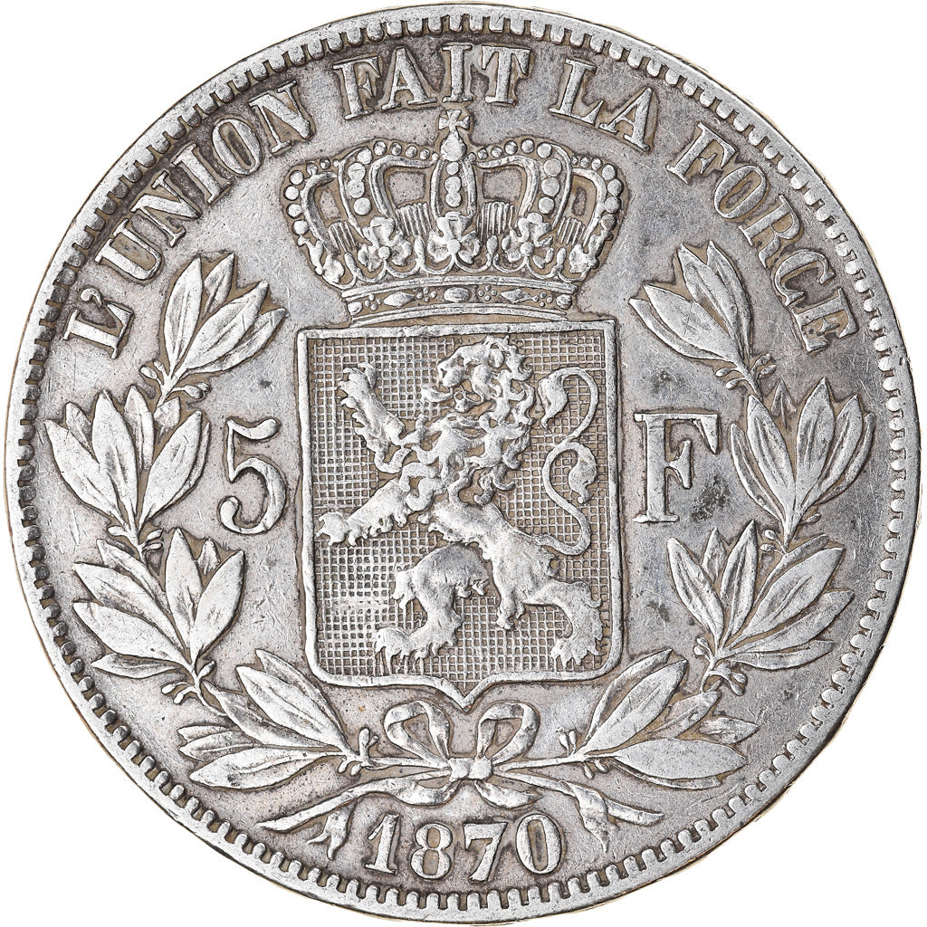Coin, Belgium, Leopold II, 5 Francs, 5 Frank, 1870, VF(30-35), Silver, KM:24