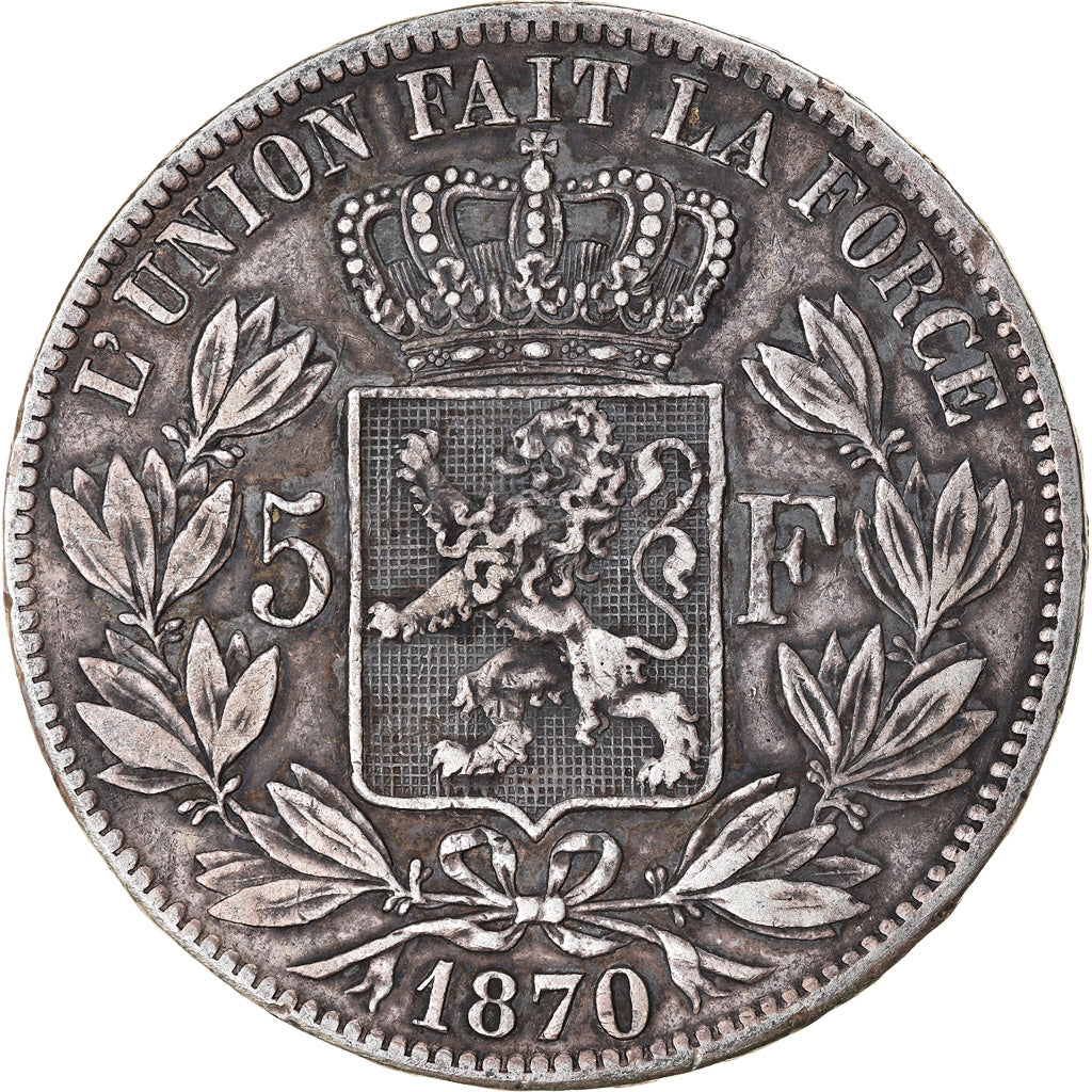 Coin, Belgium, Leopold II, 5 Francs, 5 Frank, 1870, VF(30-35), Silver, KM:24