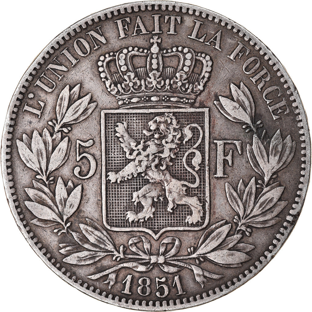 Monnaie, Belgique, Leopold I, 5 Francs, 5 Frank, 1851, TB+, Argent, KM:17