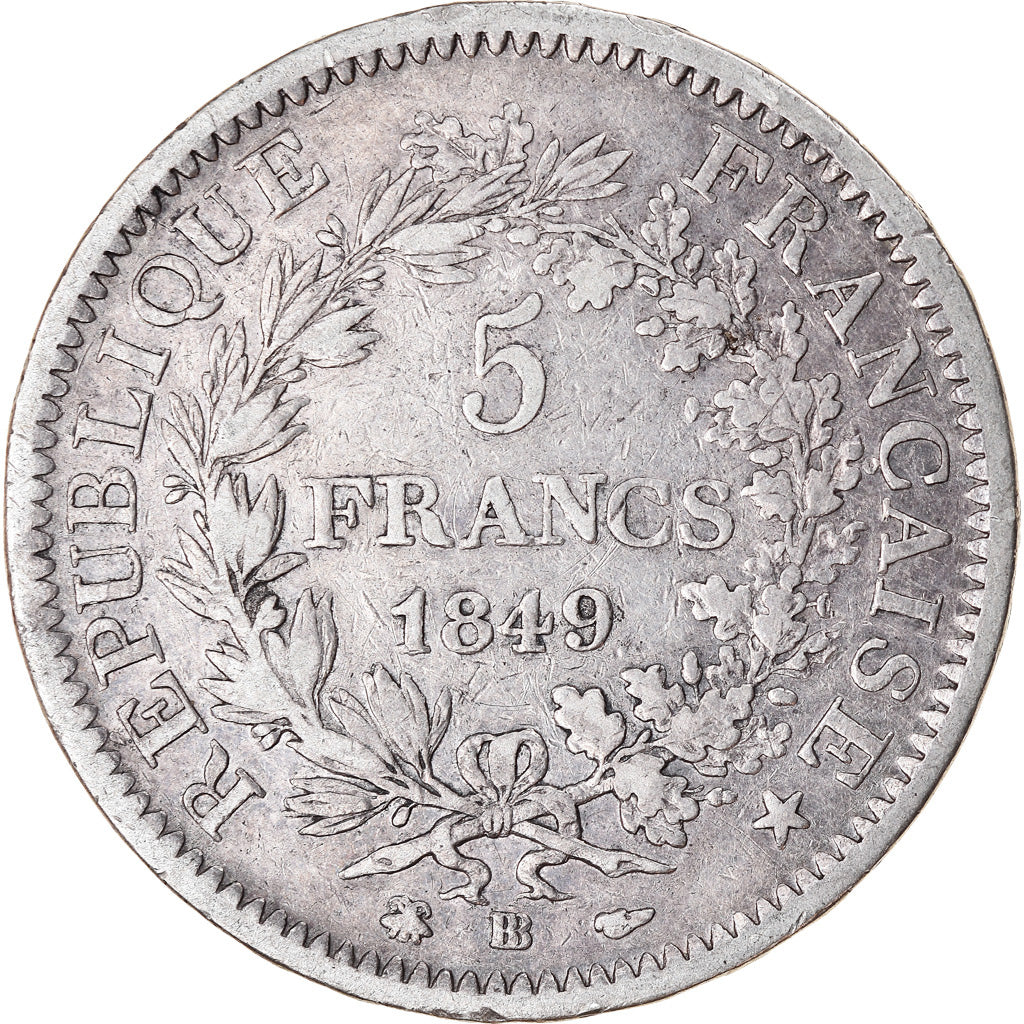 Monnaie, France, Hercule, 5 Francs, 1849, Strasbourg, TB, Argent, Gadoury:683