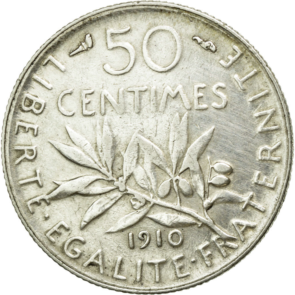 Coin, France, Semeuse, 50 Centimes, 1910, Paris, EF(40-45), Silver, KM:854