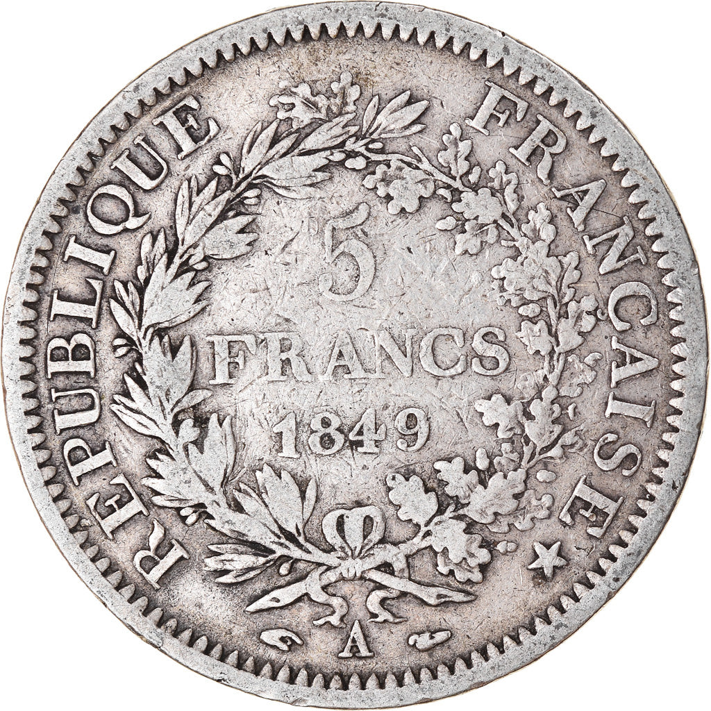 Monnaie, France, Hercule, 5 Francs, 1849, Paris, TB, Argent, Gadoury:683