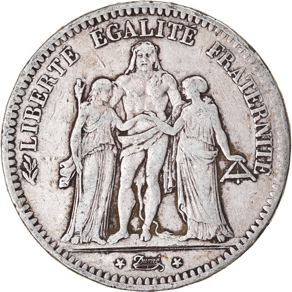 Moneta, Francia, Hercule, 5 Francs, 1849, Paris, MB, Argento, KM:756.1