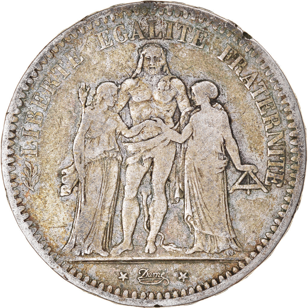 Moneta, Francia, Hercule, 5 Francs, 1848, Paris, B+, Argento, KM:756.1