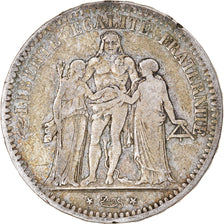 Moneta, Francia, Hercule, 5 Francs, 1848, Paris, B+, Argento, KM:756.1