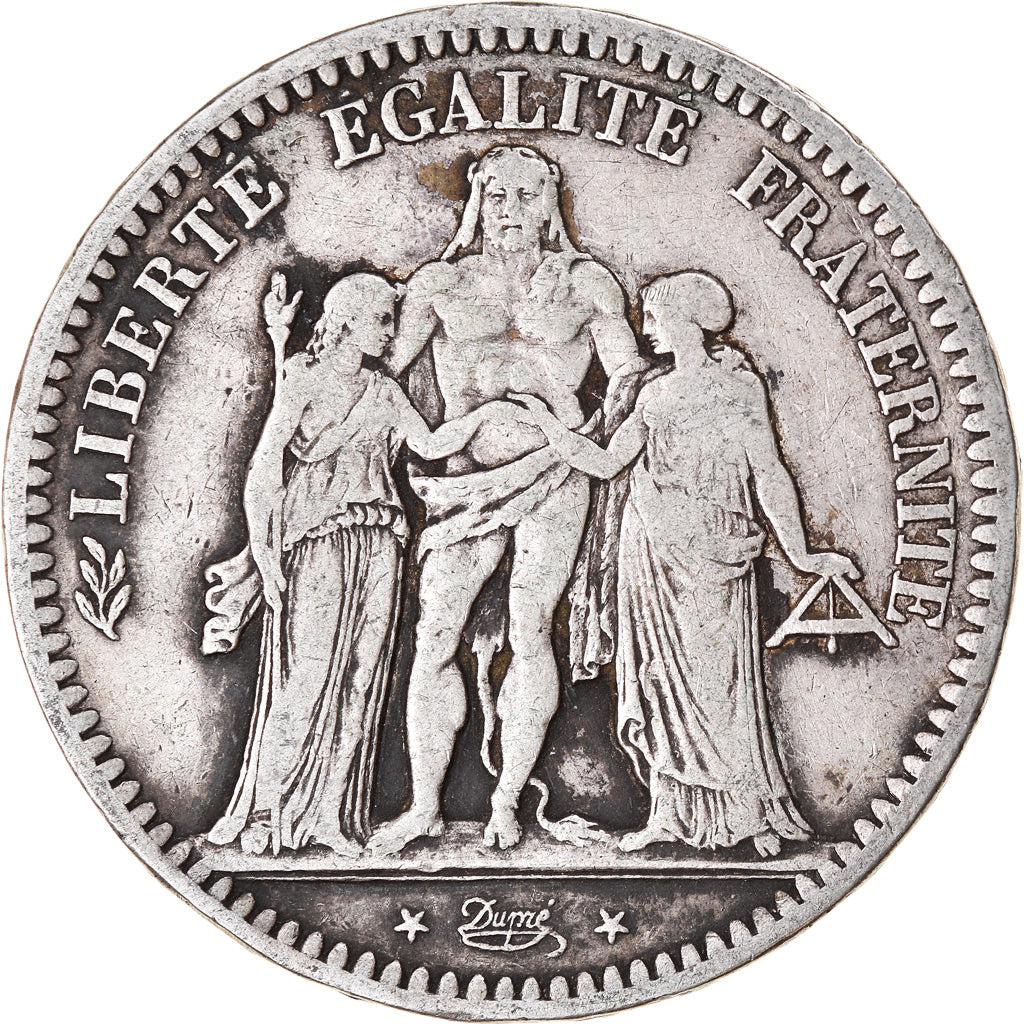 Münze, Frankreich, Hercule, 5 Francs, 1848, Paris, S, Silber, KM:756.1