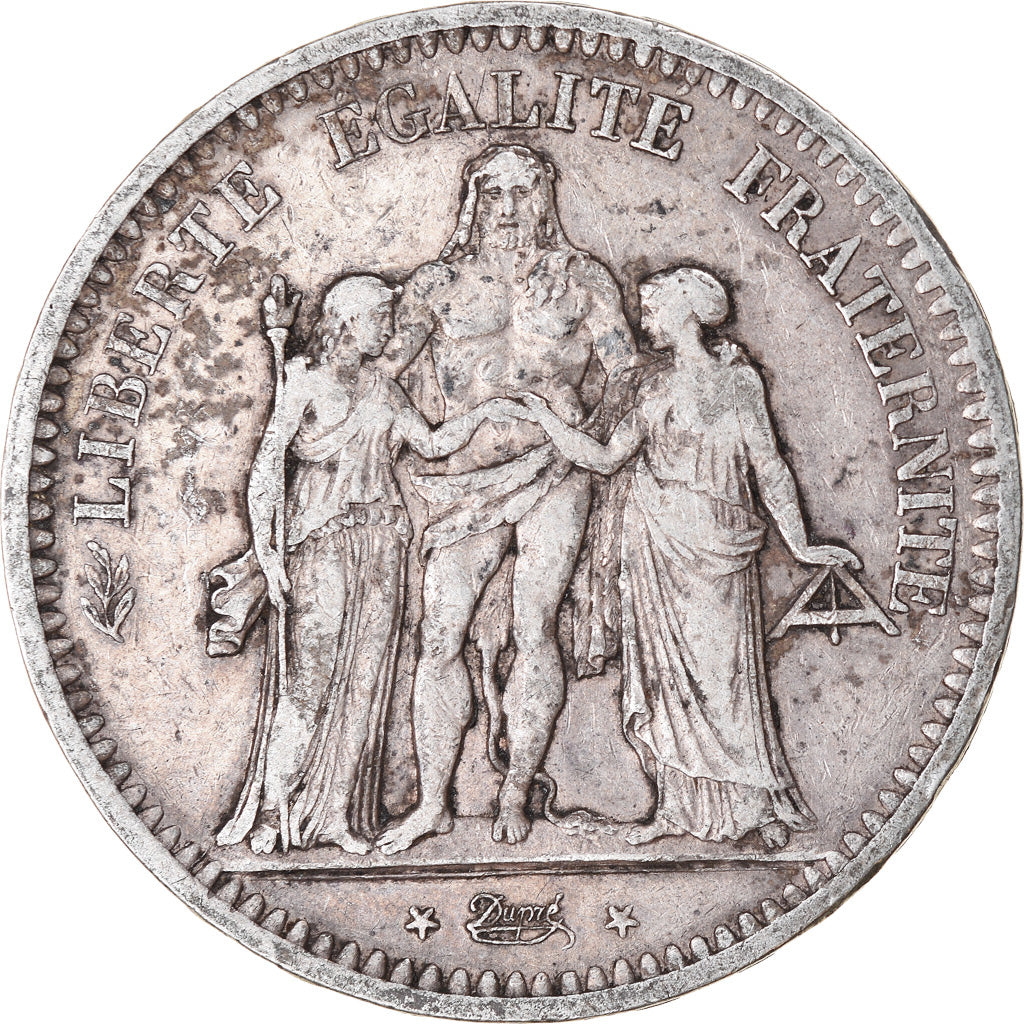 Moneta, Francia, Hercule, 5 Francs, 1848, Paris, MB, Argento, KM:756.1
