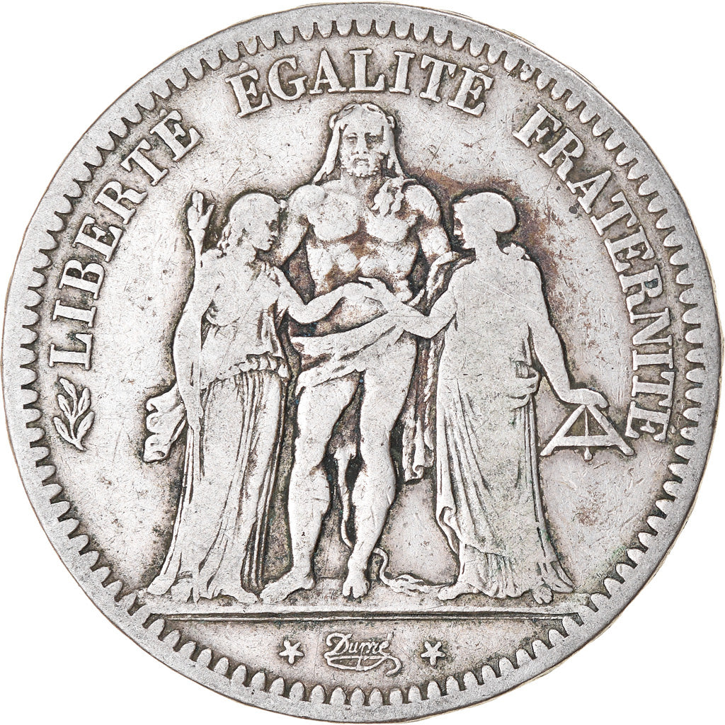 Moneta, Francia, Hercule, 5 Francs, 1848, Paris, B+, Argento, KM:756.1