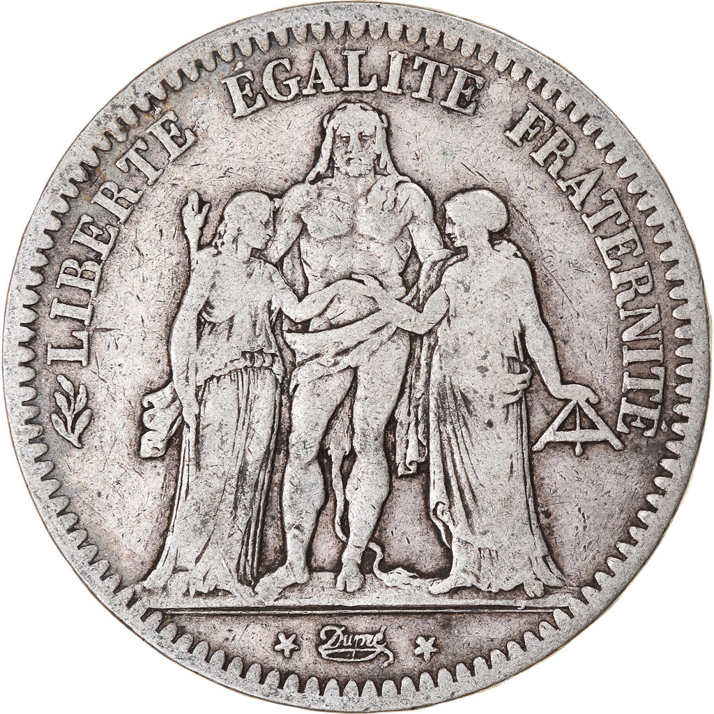 Coin, France, Hercule, 5 Francs, 1849, Strasbourg, VF(20-25), Silver, KM:756.2