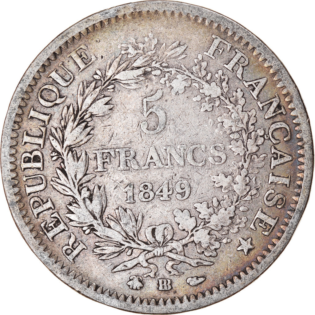 Coin, France, Hercule, 5 Francs, 1849, Strasbourg, VF(20-25), Silver, KM:756.2