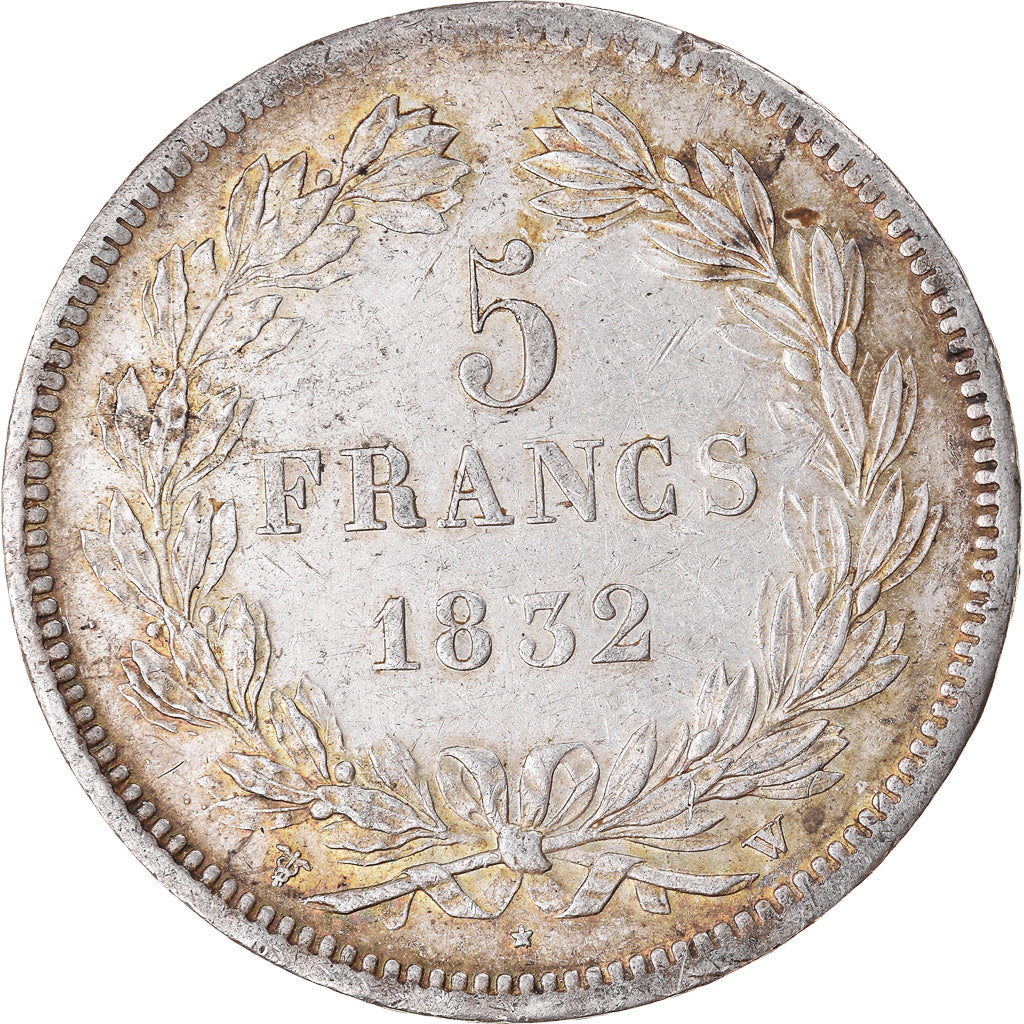 Moeda, França, Louis-Philippe, 5 Francs, 1832, Lille, VF(30-35), Prata