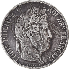 Coin, France, Louis-Philippe, 5 Francs, 1844, Lille, VG(8-10), Silver