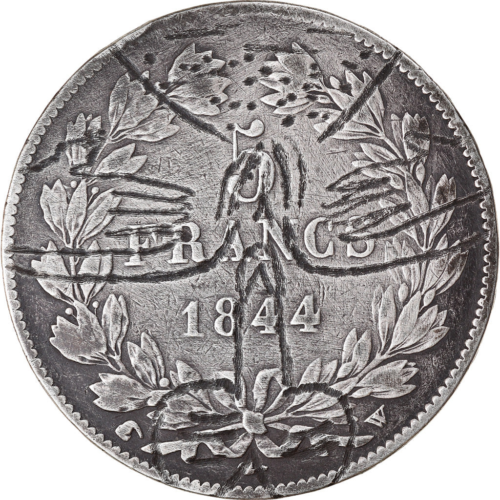 Coin, France, Louis-Philippe, 5 Francs, 1844, Lille, VG(8-10), Silver