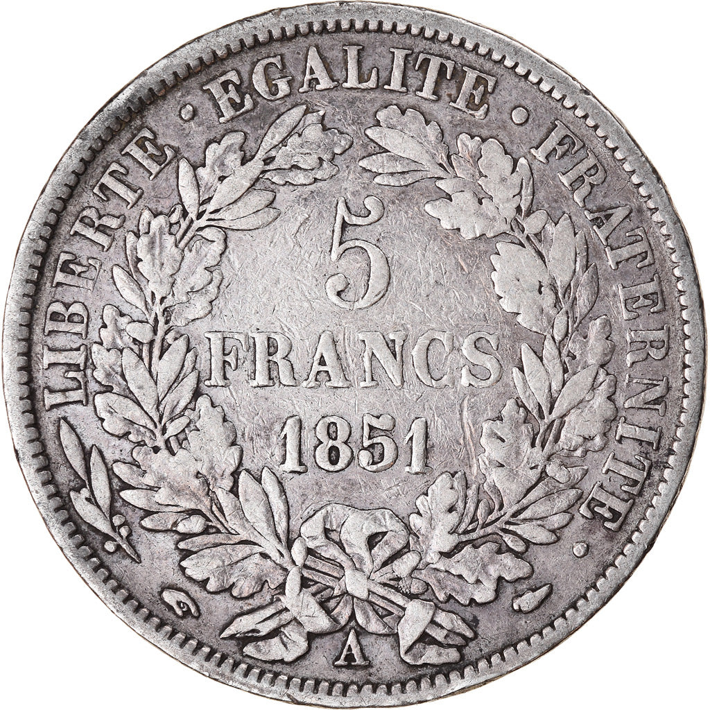 Coin, France, Cérès, 5 Francs, 1851, Paris, VF(30-35), Silver, KM:761.1