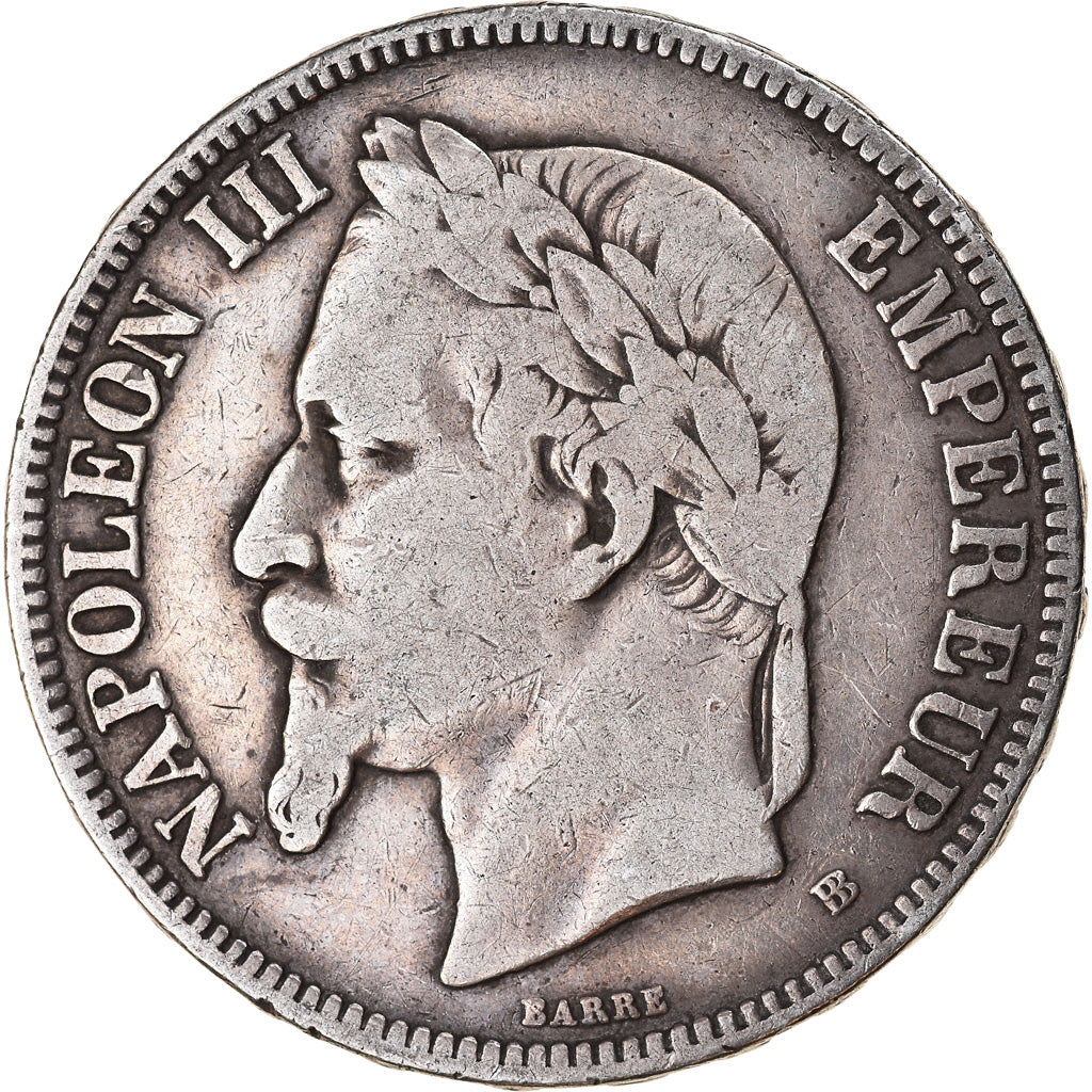 Coin, France, Napoléon III, 5 Francs, 1870, Strasbourg, VF(20-25), Silver