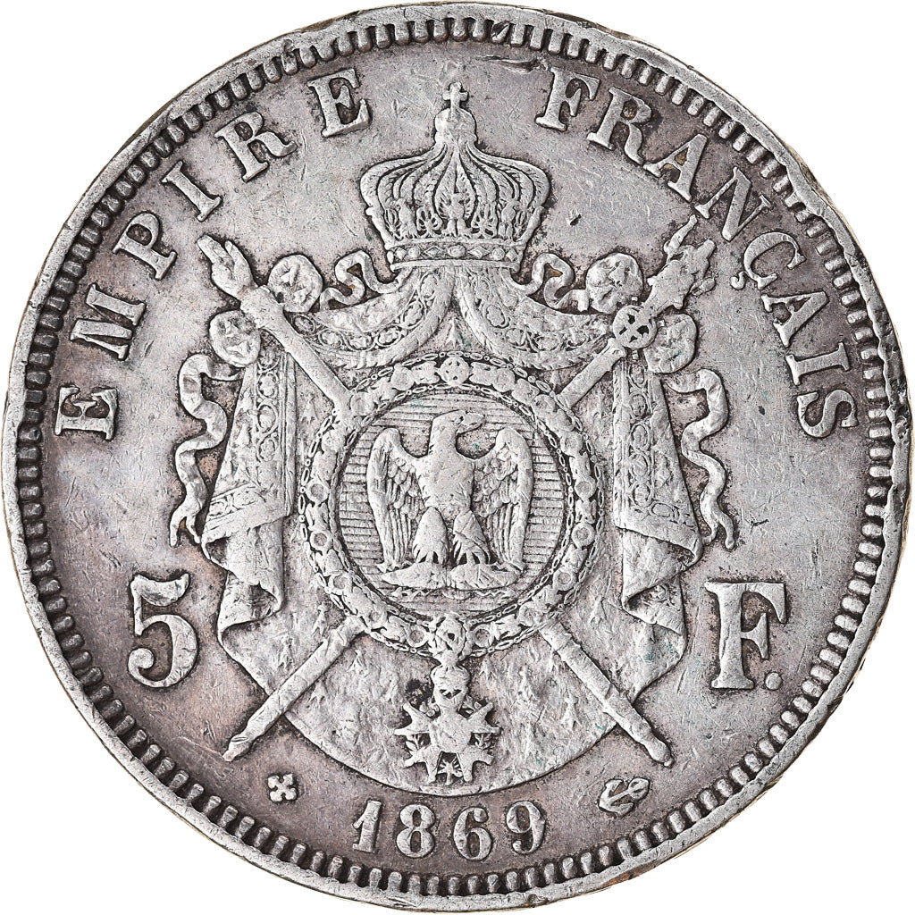 Coin, France, Napoléon III, 5 Francs, 1869, Strasbourg, VF(20-25), Silver