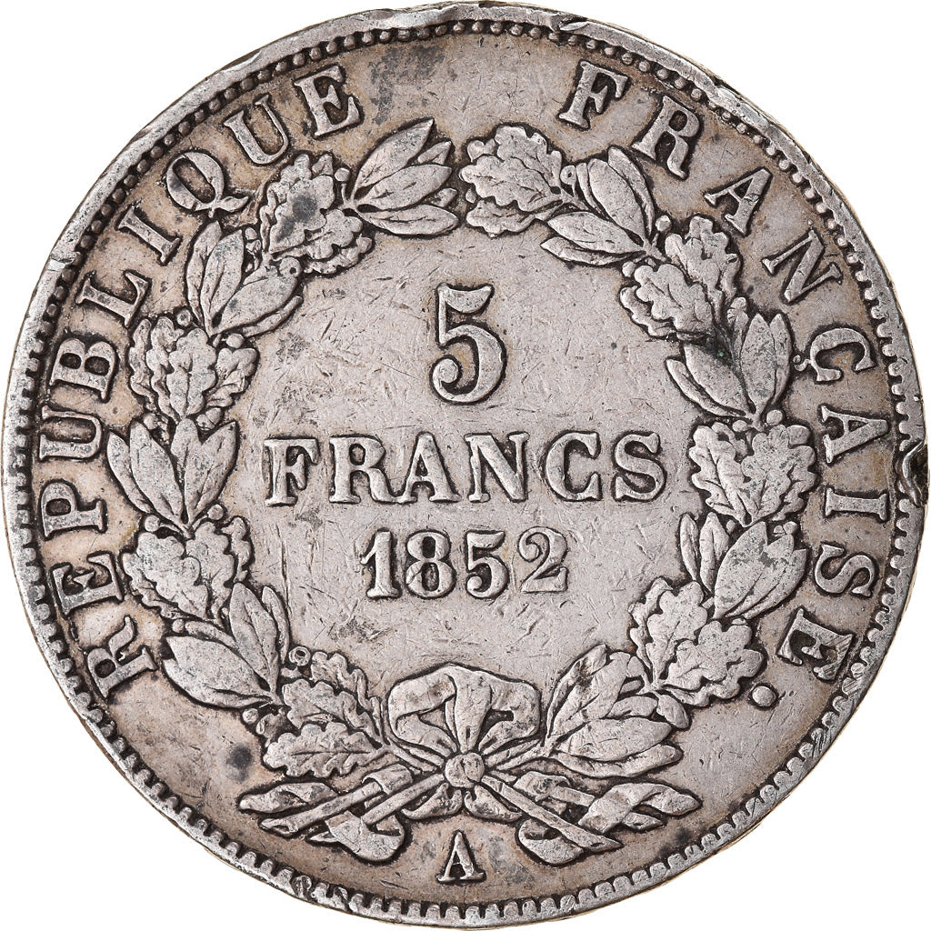Coin, France, Napoléon III, 5 Francs, 1852, Paris, VF(30-35), Silver, KM:773.1