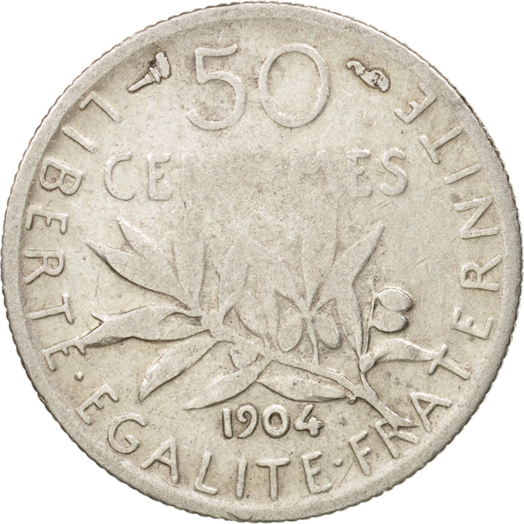 France, Semeuse, 50 Centimes, 1904, Paris, TB+, Argent, KM:854, Gadoury:420