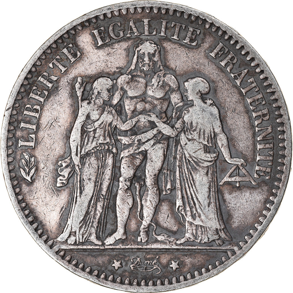 Coin, France, Hercule, 5 Francs, 1876, Paris, VF(20-25), Silver, KM:820.1