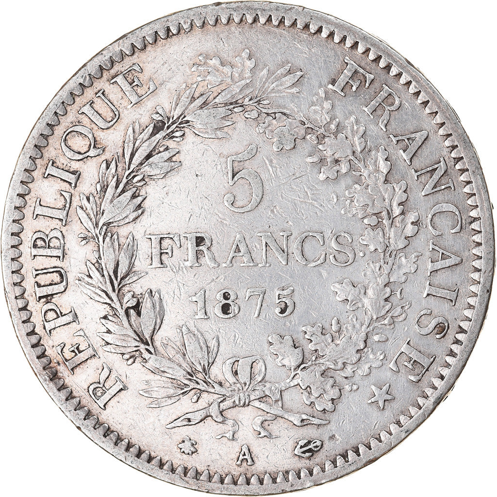 Coin, France, Hercule, 5 Francs, 1875, Paris, VF(30-35), Silver, KM:820.1