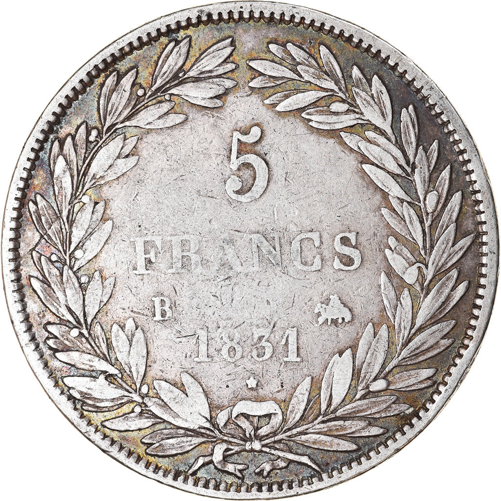 Münze, Frankreich, Louis-Philippe, 5 Francs, 1831, Rouen, S+, Silber, KM:735.2