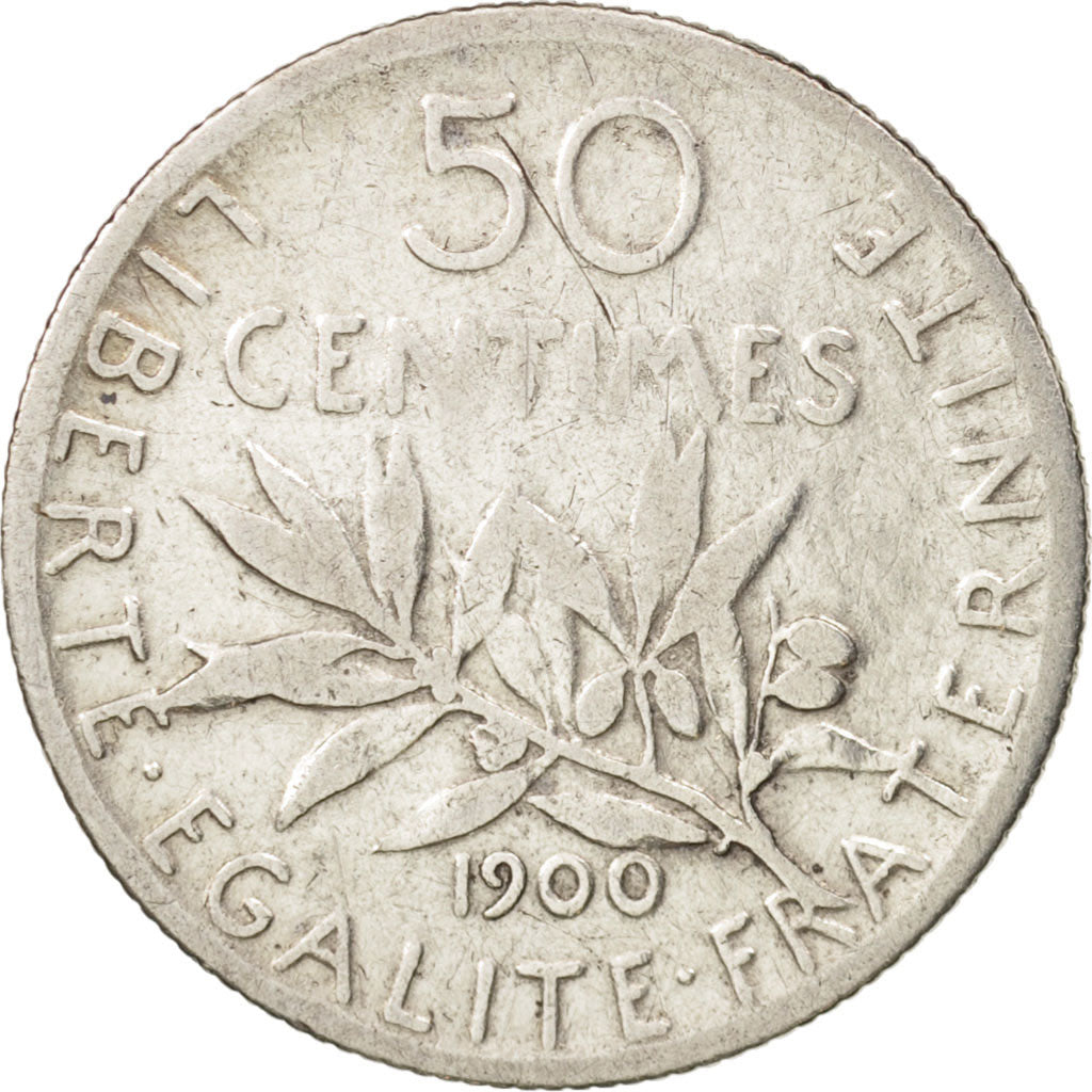 France, Semeuse, 50 Centimes, 1900, Paris, VF(30-35), Silver, KM:854,Gadoury 420