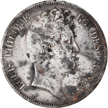 Moeda, França, Louis-Philippe, 5 Francs, 1830, Lille, F(12-15), Prata