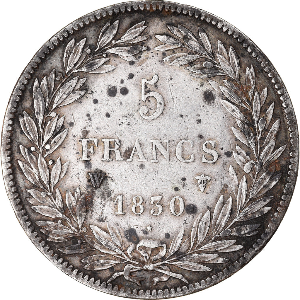 Moeda, França, Louis-Philippe, 5 Francs, 1830, Lille, F(12-15), Prata