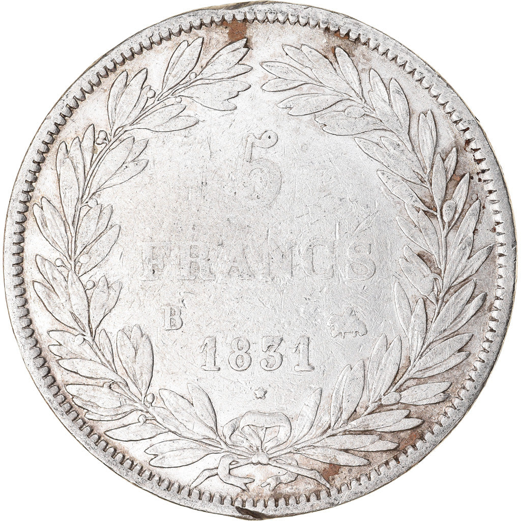 Coin, France, Louis-Philippe, 5 Francs, 1831, Rouen, VF(20-25), Silver