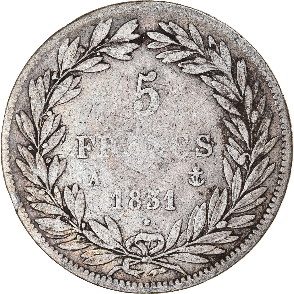 Coin, France, Louis-Philippe, 5 Francs, 1831, Paris, VF(20-25), Silver