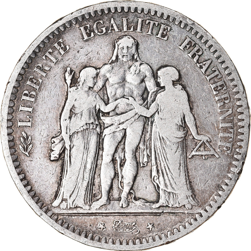 Moneta, Francia, Hercule, 5 Francs, 1848, Paris, MB, Argento, KM:756.1
