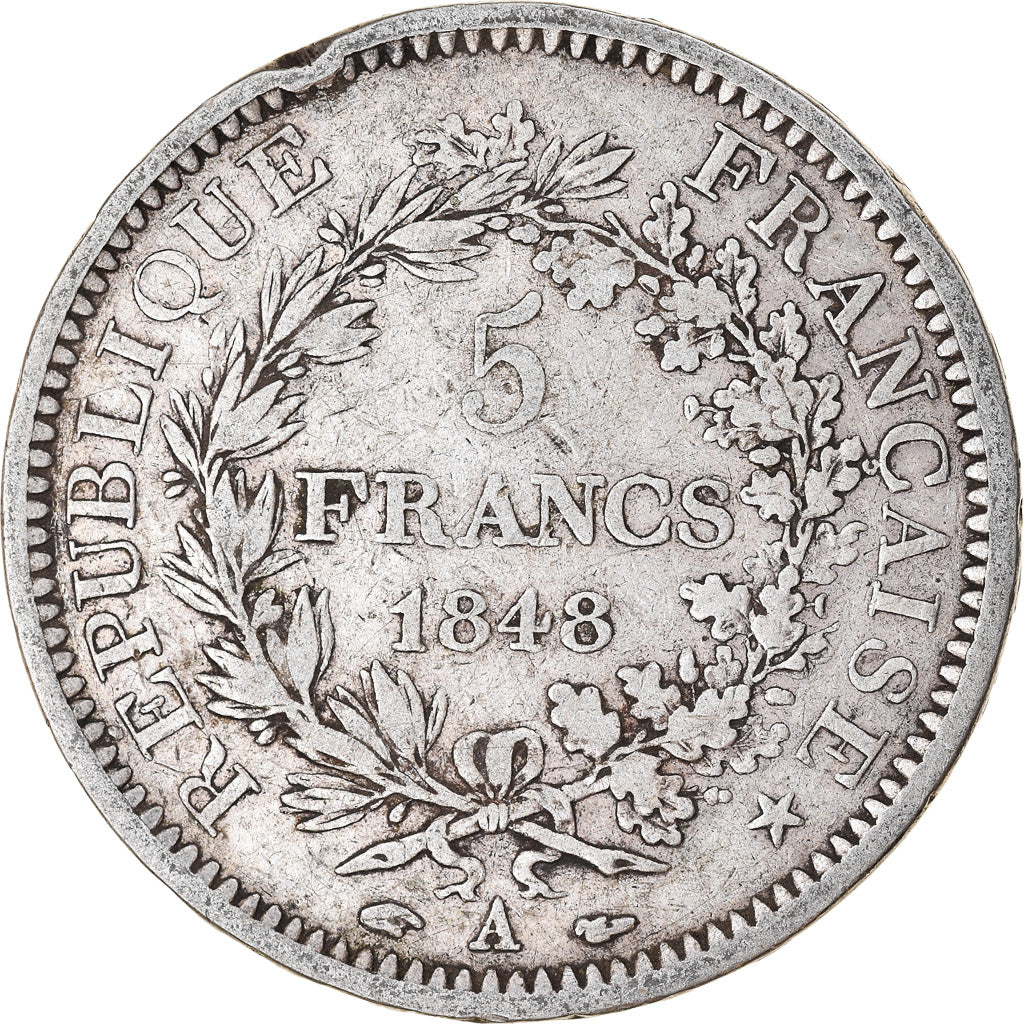 Münze, Frankreich, Hercule, 5 Francs, 1848, Paris, S, Silber, KM:756.1