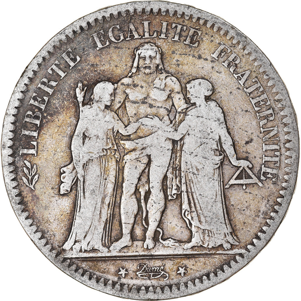 Munten, Frankrijk, Hercule, 5 Francs, 1849, Paris, ZG+, Zilver, KM:756.1