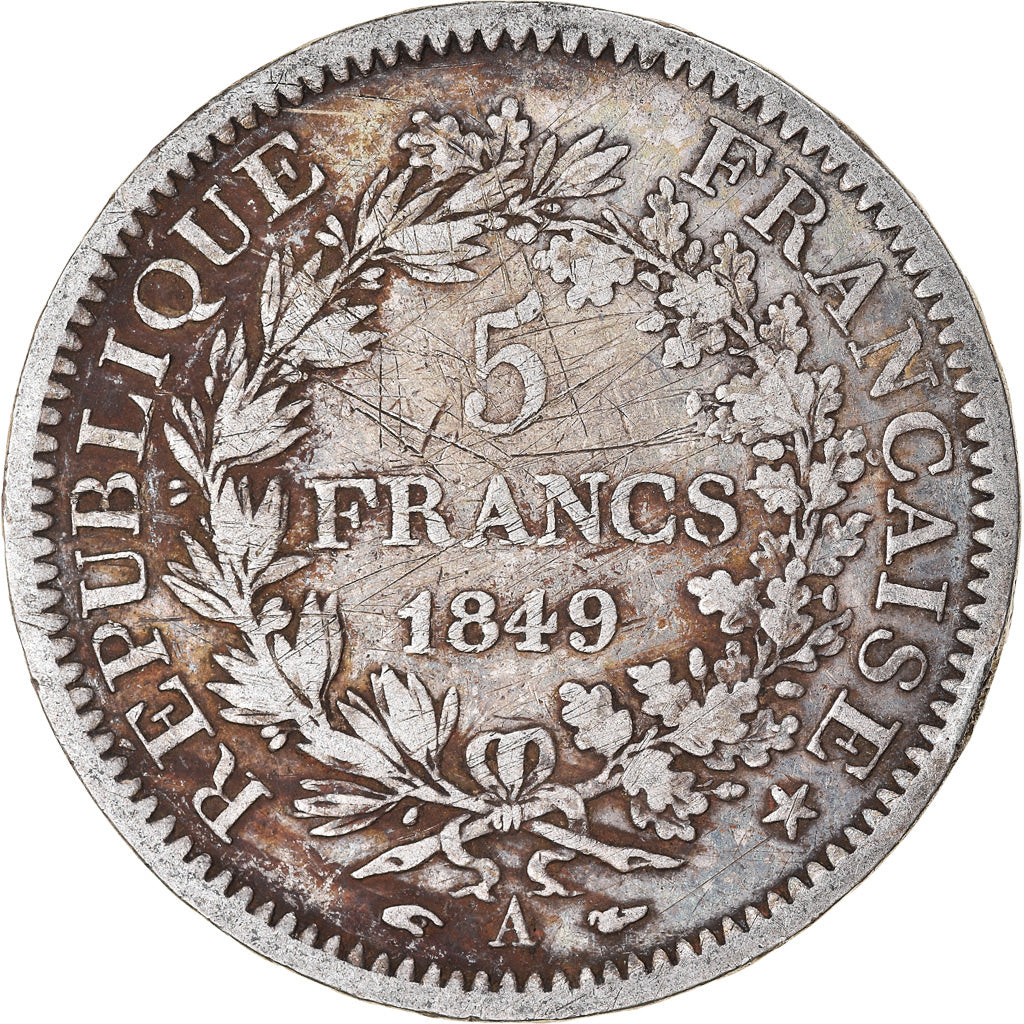 Moneda, Francia, Hercule, 5 Francs, 1849, Paris, BC, Plata, KM:756.1