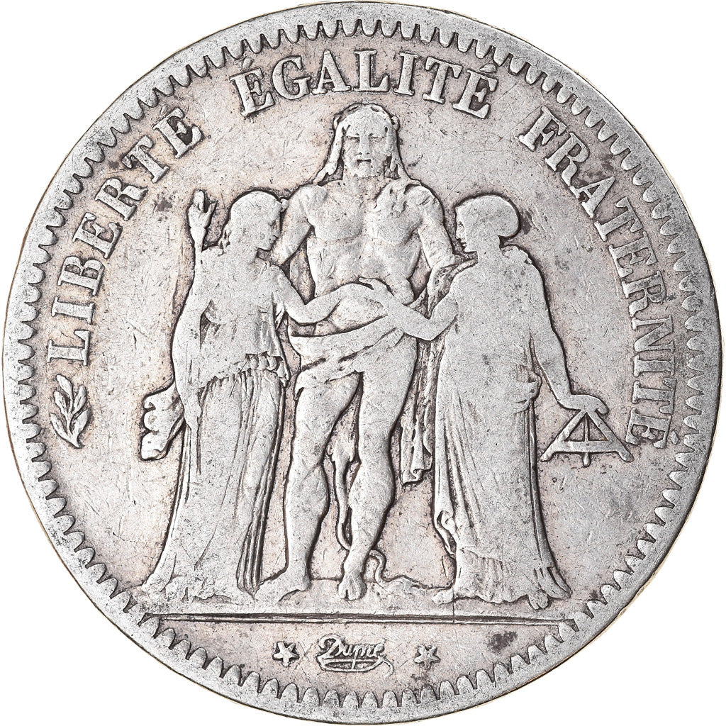 Moneta, Francia, Hercule, 5 Francs, 1849, Paris, B+, Argento, KM:756.1