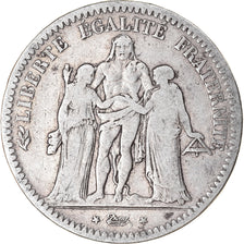 Moneta, Francia, Hercule, 5 Francs, 1849, Paris, B+, Argento, KM:756.1