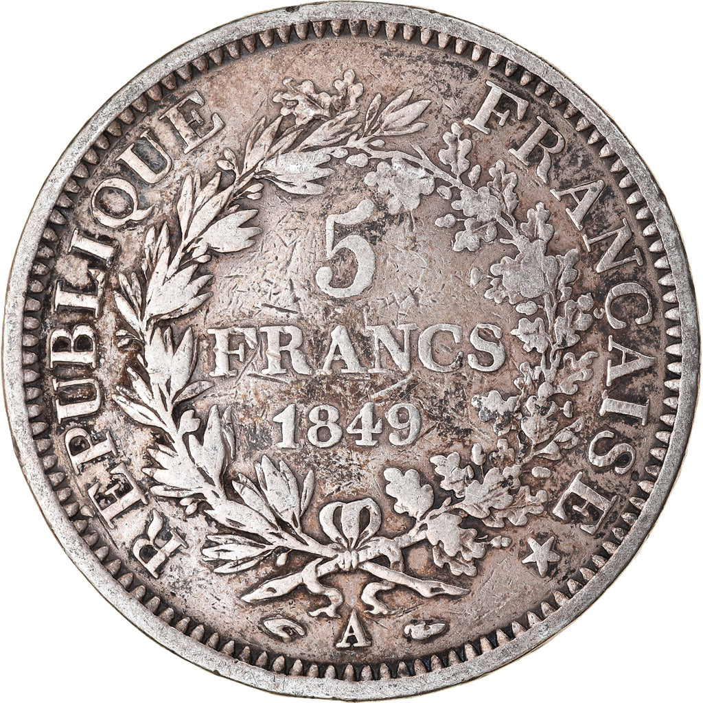 Monnaie, France, Hercule, 5 Francs, 1849, Paris, TB, Argent, Gadoury:683