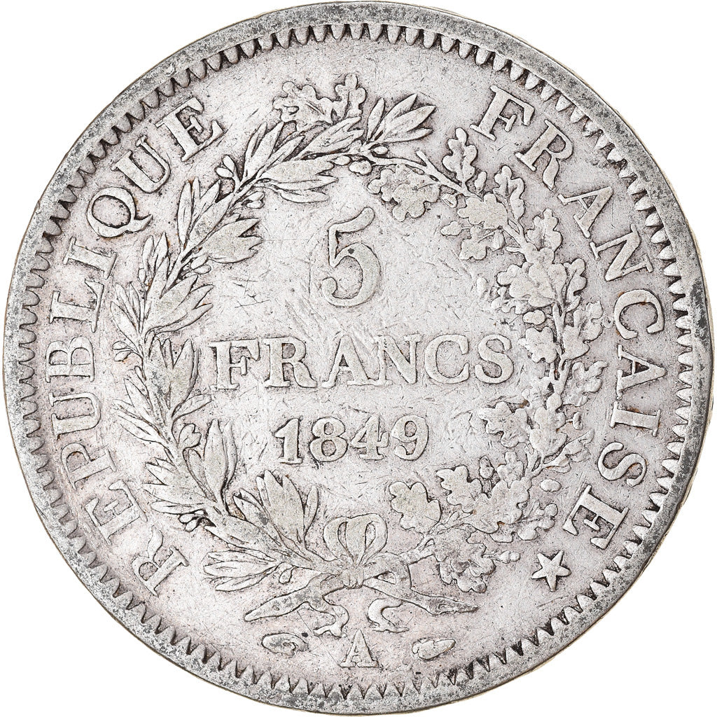 Monnaie, France, Hercule, 5 Francs, 1849, Paris, TB, Argent, Gadoury:683