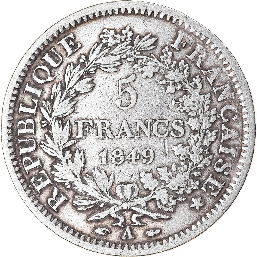 Monnaie, France, Hercule, 5 Francs, 1849, Paris, TB, Argent, Gadoury:683
