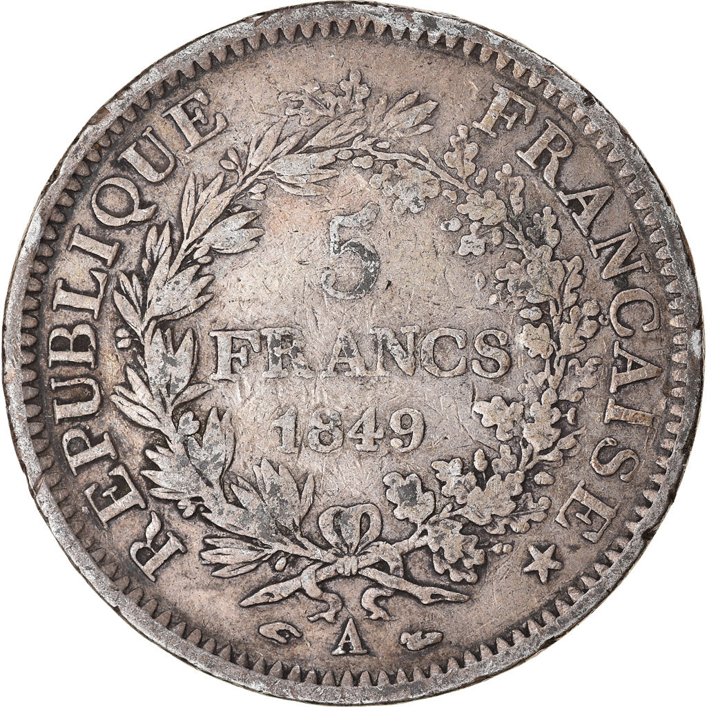 Monnaie, France, Hercule, 5 Francs, 1849, Paris, TB, Argent, Gadoury:683