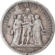 Moeda, França, Hercule, 5 Francs, 1849, Paris, VF(20-25), Prata, KM:756.1